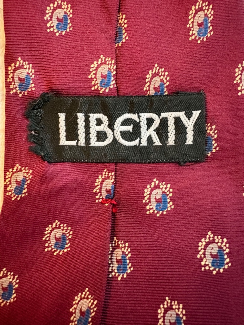Vintage Liberty Silk Necktie Burgundy Paisley 3.5”